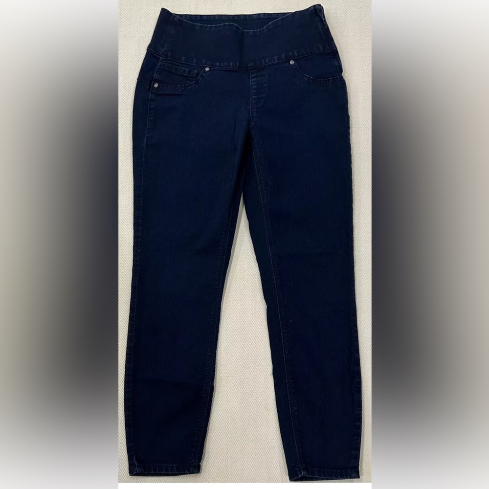 Spanx High Rise Skinny Jeans Dark Wash Stretch Denim Side Zip Size S 2-4
